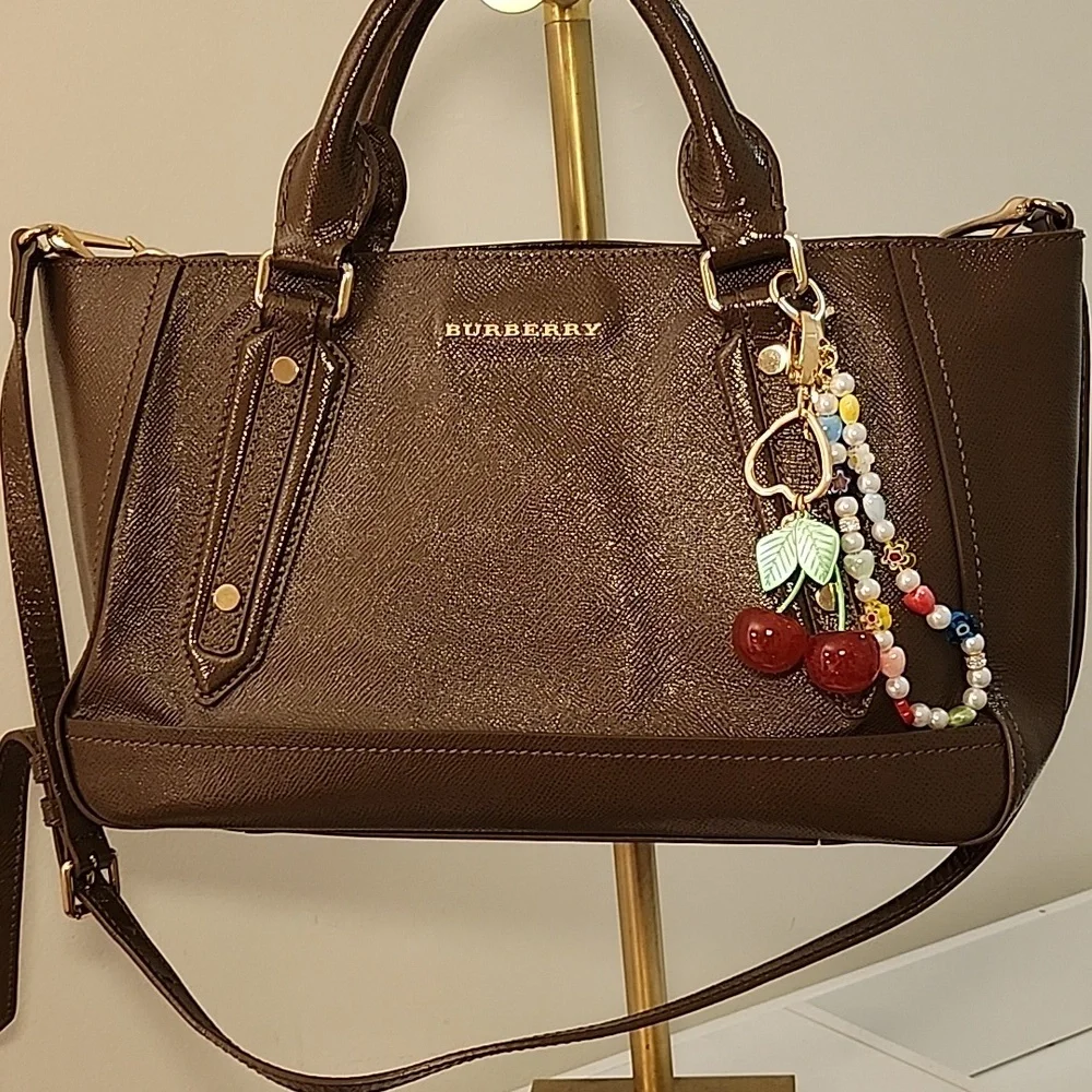 Burberry Patent Leather Somerford Tote Sachel Shoulder Bag  Officesiren - Picture 5 of 16